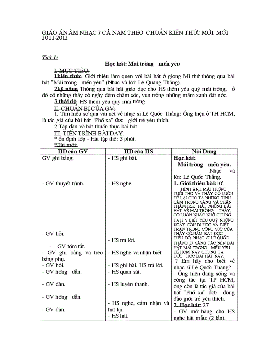 image for page Giáo án Âm nhạc 7 chuẩn mới chi tiết