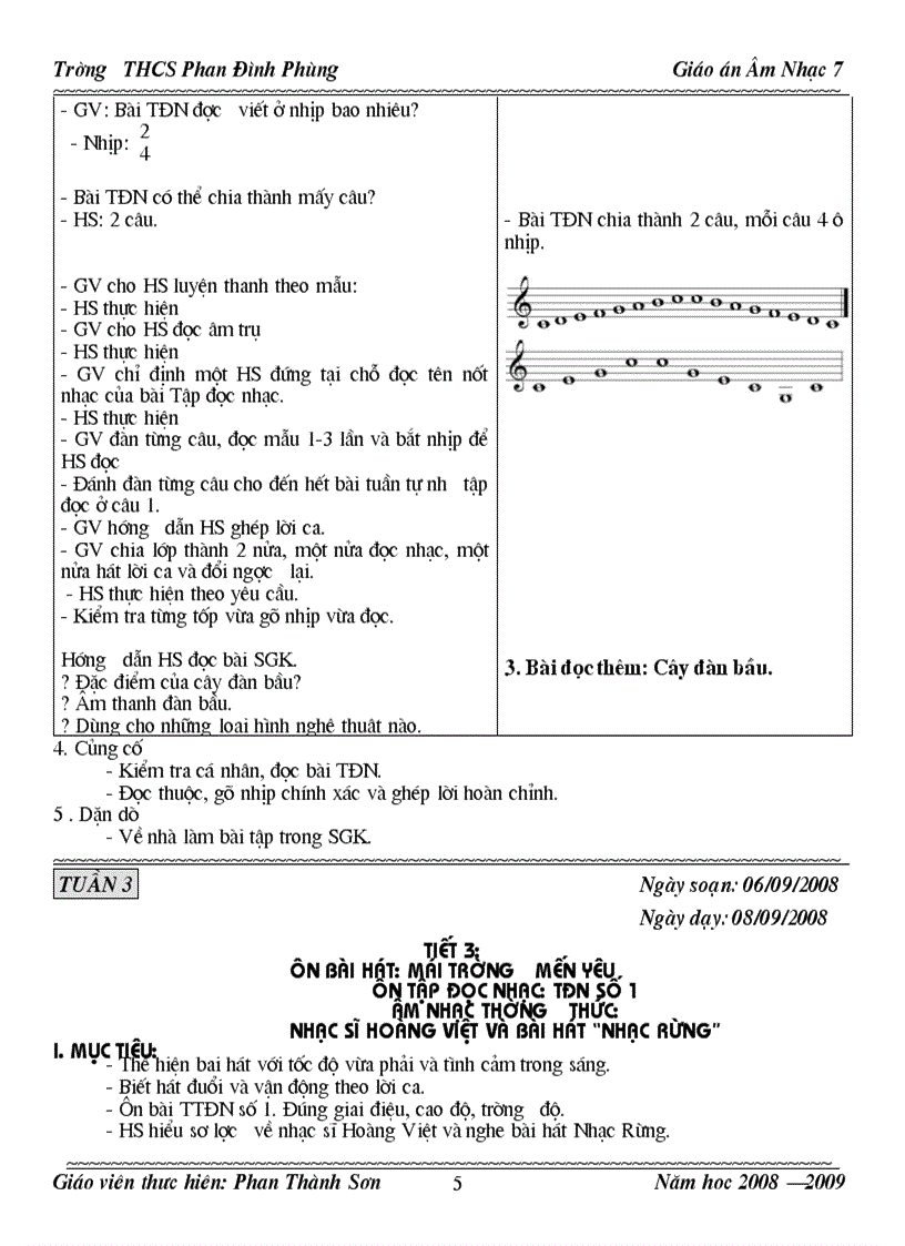 Giáo án Âm Nhạc 7 Full