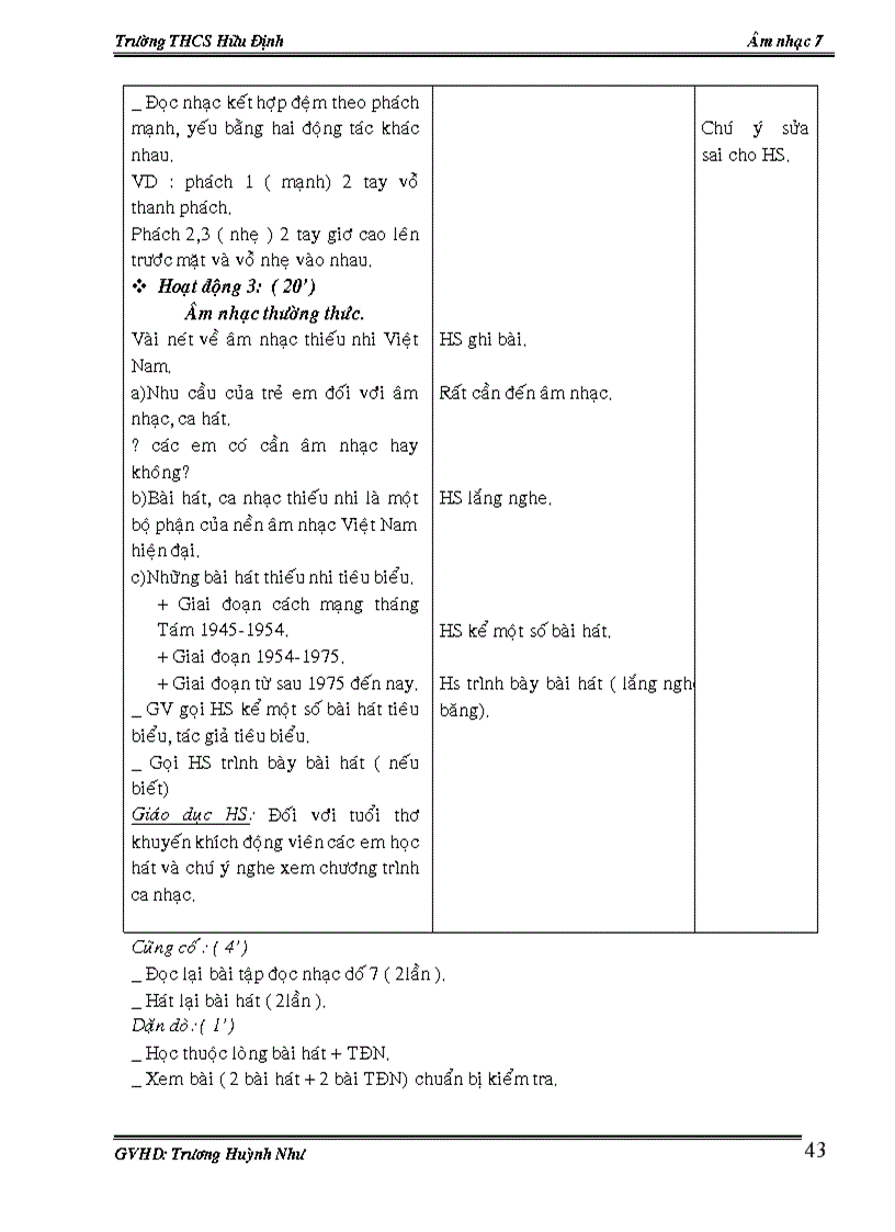 image for page Giáo án âm nhạc 7 HK 2 mới