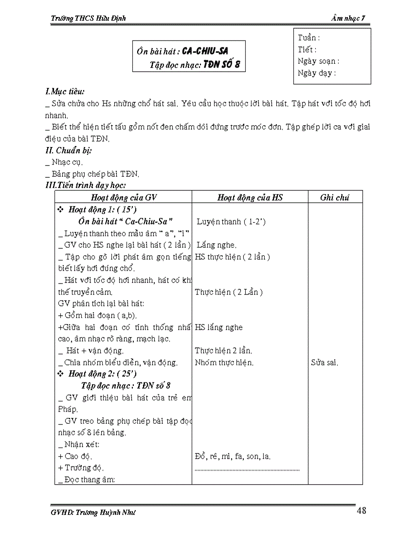 image for page Giáo án âm nhạc 7 HK 2 mới