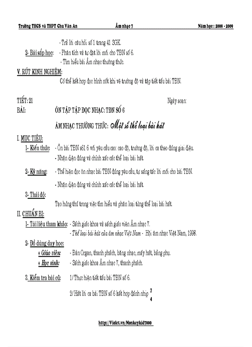 image for page Giáo án âm nhạc 7 hk ii