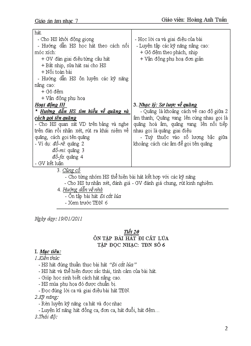 image for page Giáo án Âm nhạc 7 kỳ 2