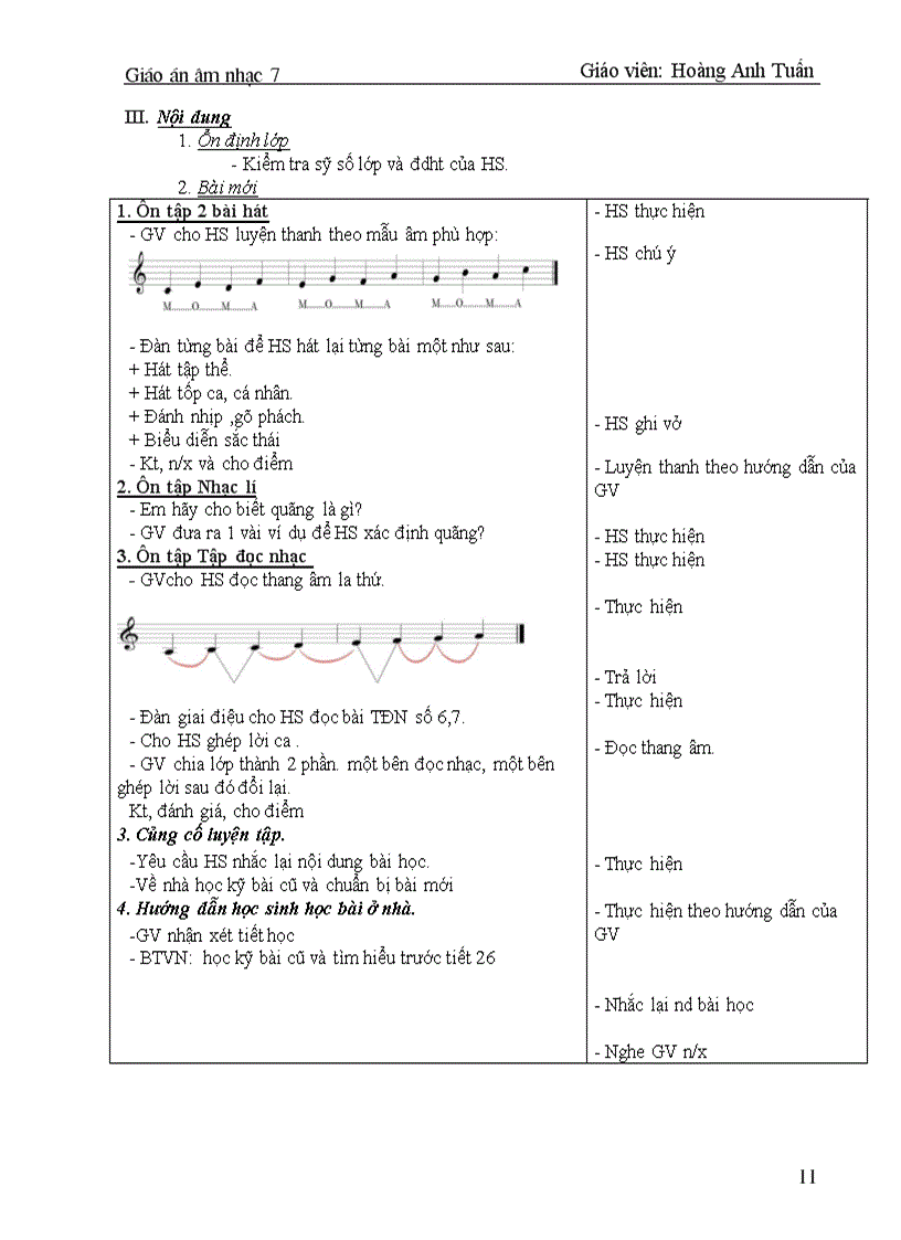 image for page Giáo án Âm nhạc 7 kỳ 2