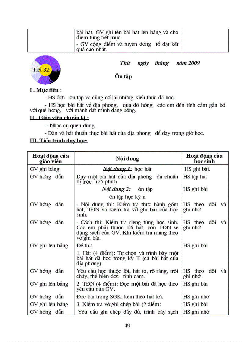 image for page Giáo án Âm nhạc 7 Mới