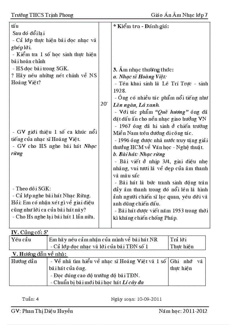 Giáo án âm nhac 7 trọn bộ day du kĩ năng sống