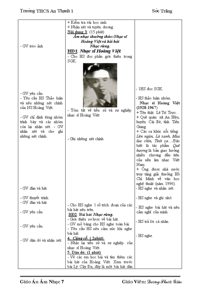 image for page Giáo án Âm nhạc 7 trọn bộ