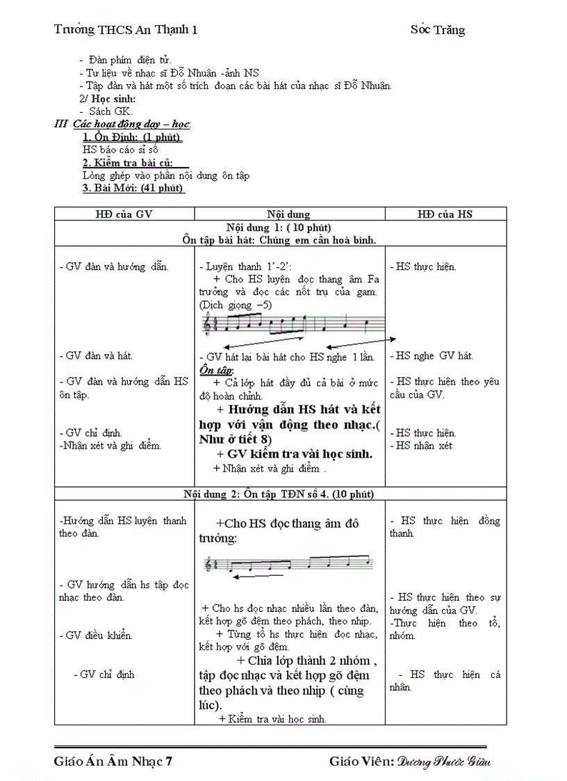 image for page Giáo án Âm nhạc 7 trọn bộ