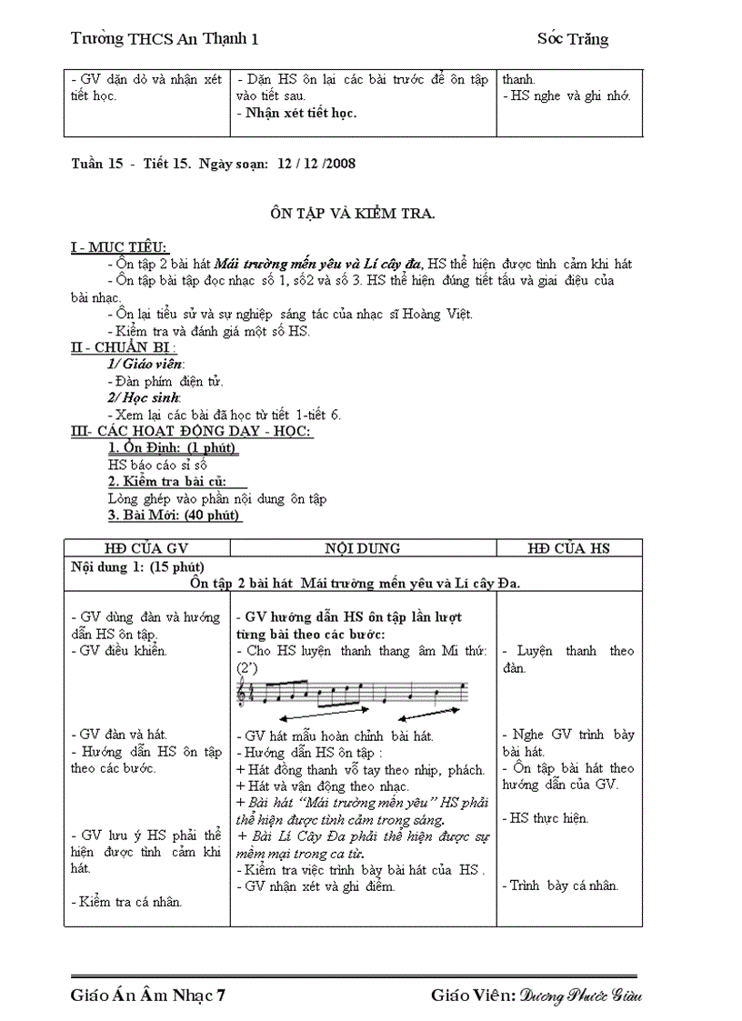 image for page Giáo án Âm nhạc 7 trọn bộ