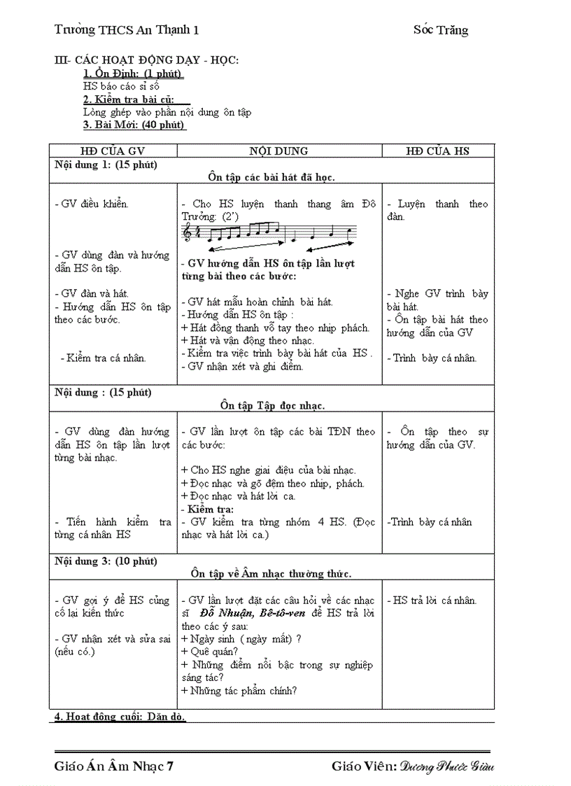 image for page Giáo án Âm nhạc 7 trọn bộ