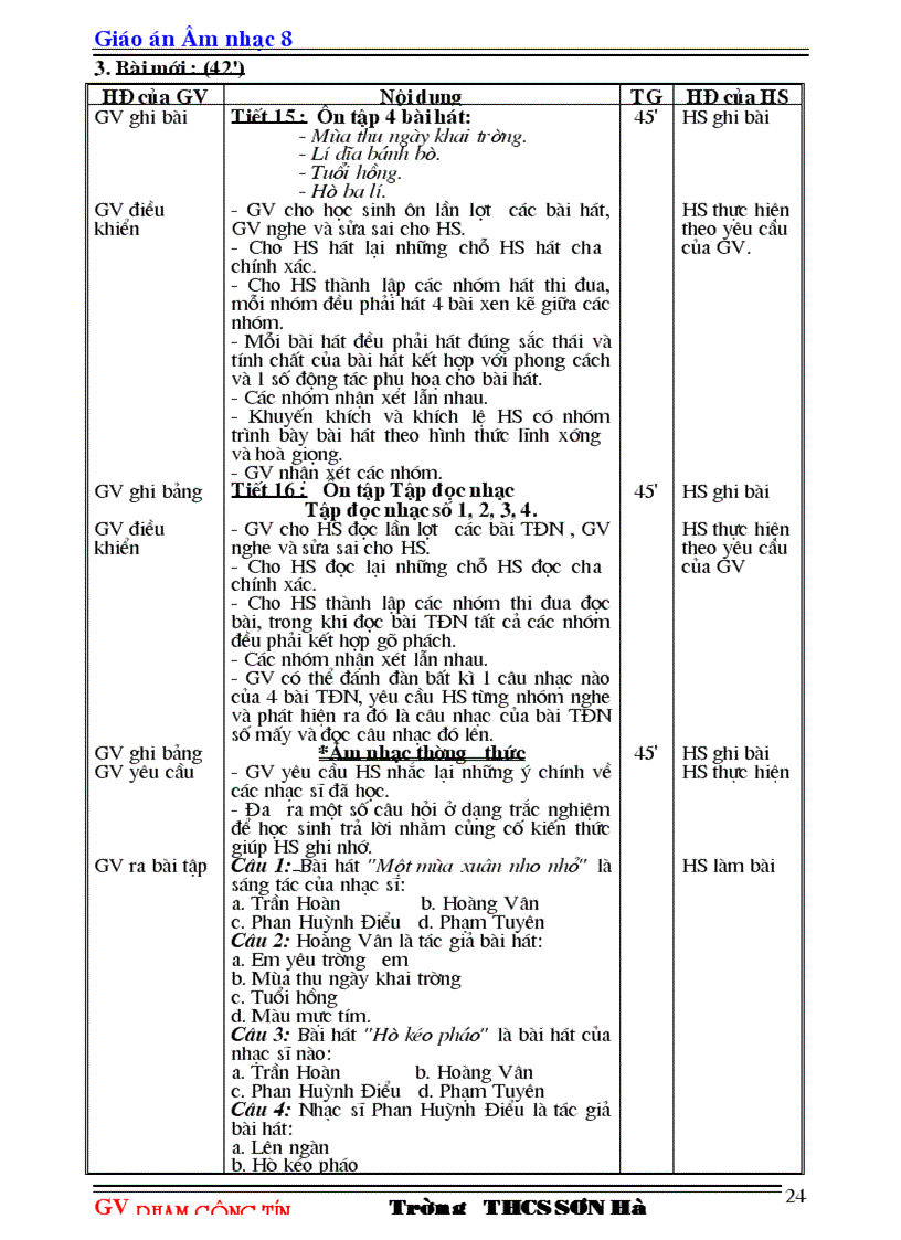 image for page Giáo án âm nhạc 8 chuẩn chỉnh