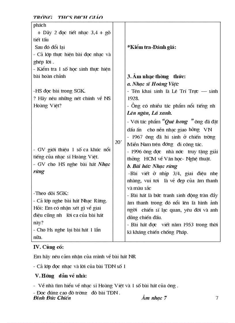 image for page Giáo án âm nhạc đầy đủ