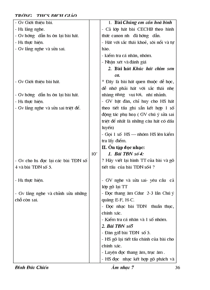 image for page Giáo án âm nhạc đầy đủ