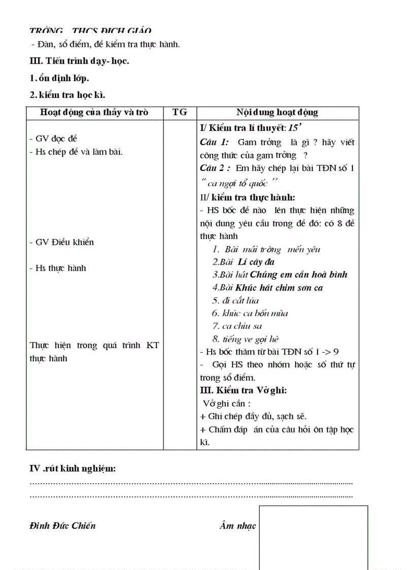 image for page Giáo án âm nhạc đầy đủ