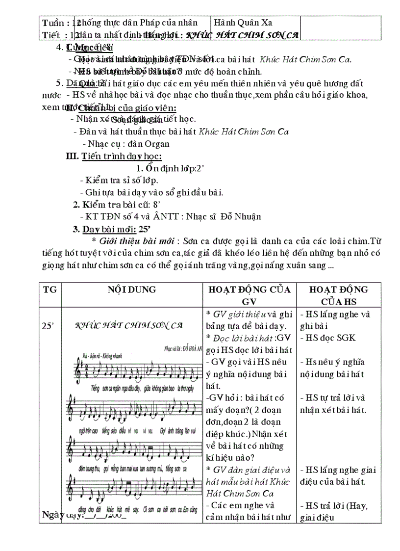 image for page Giáo án âm nhạc HKI lớp 7