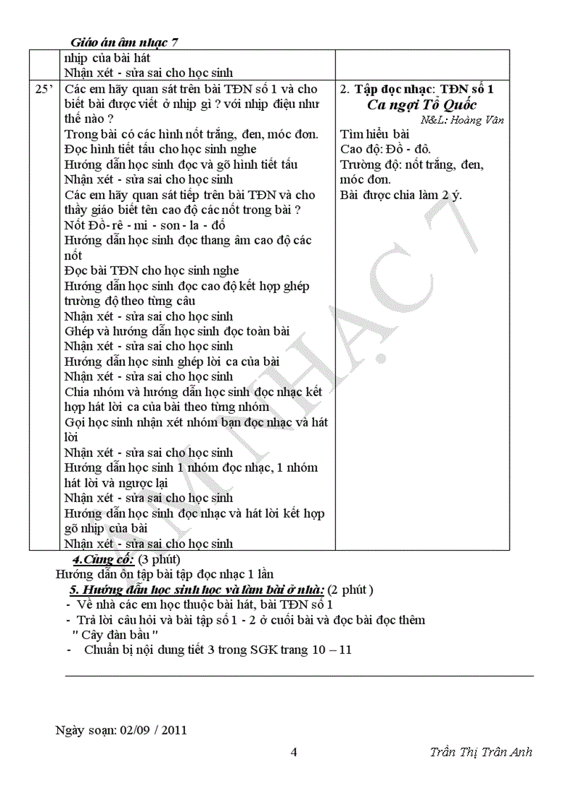 image for page Giáo án âm nhạc7 chuân kiên thức