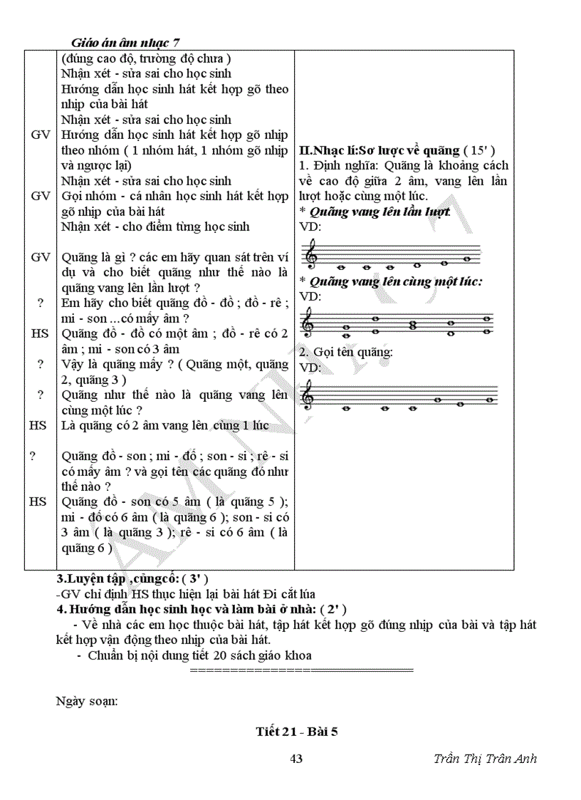 image for page Giáo án âm nhạc7 chuân kiên thức