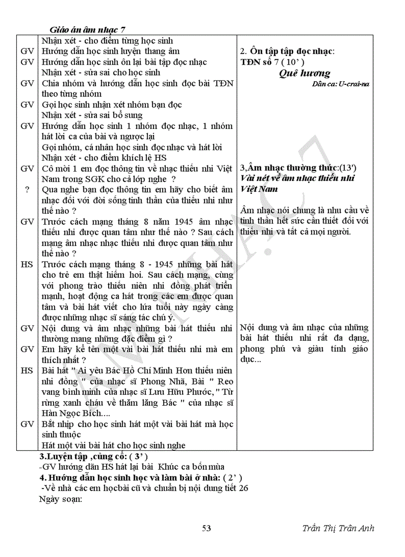 image for page Giáo án âm nhạc7 chuân kiên thức