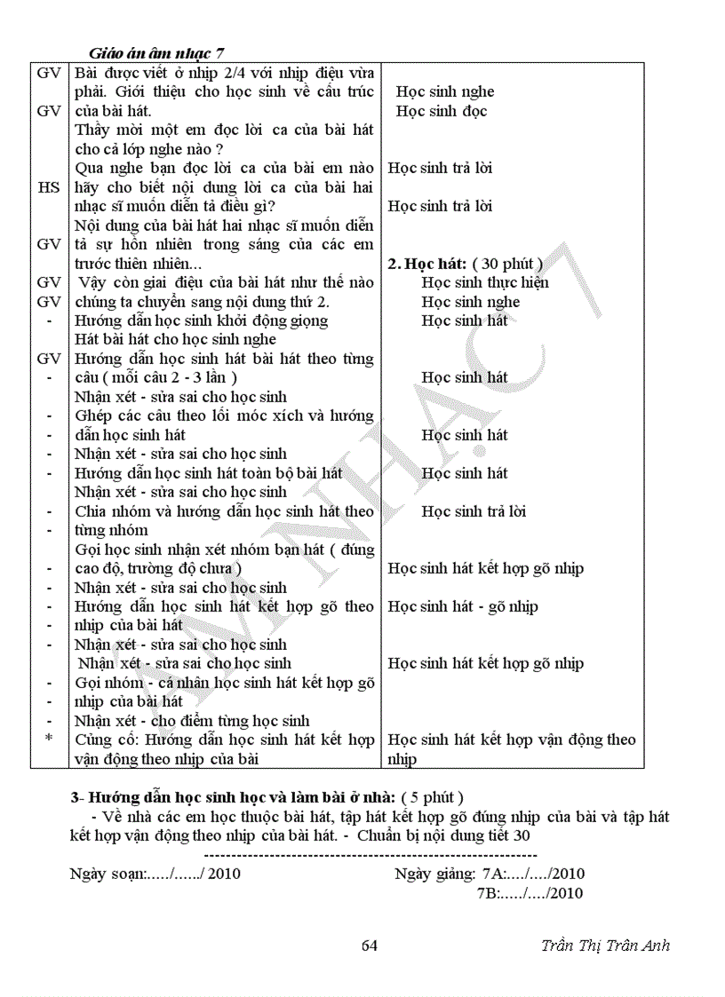 image for page Giáo án âm nhạc7 chuân kiên thức