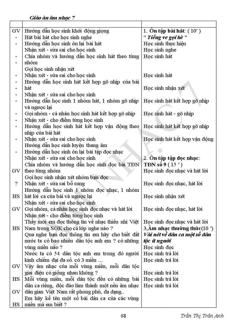image for page Giáo án âm nhạc7 chuân kiên thức
