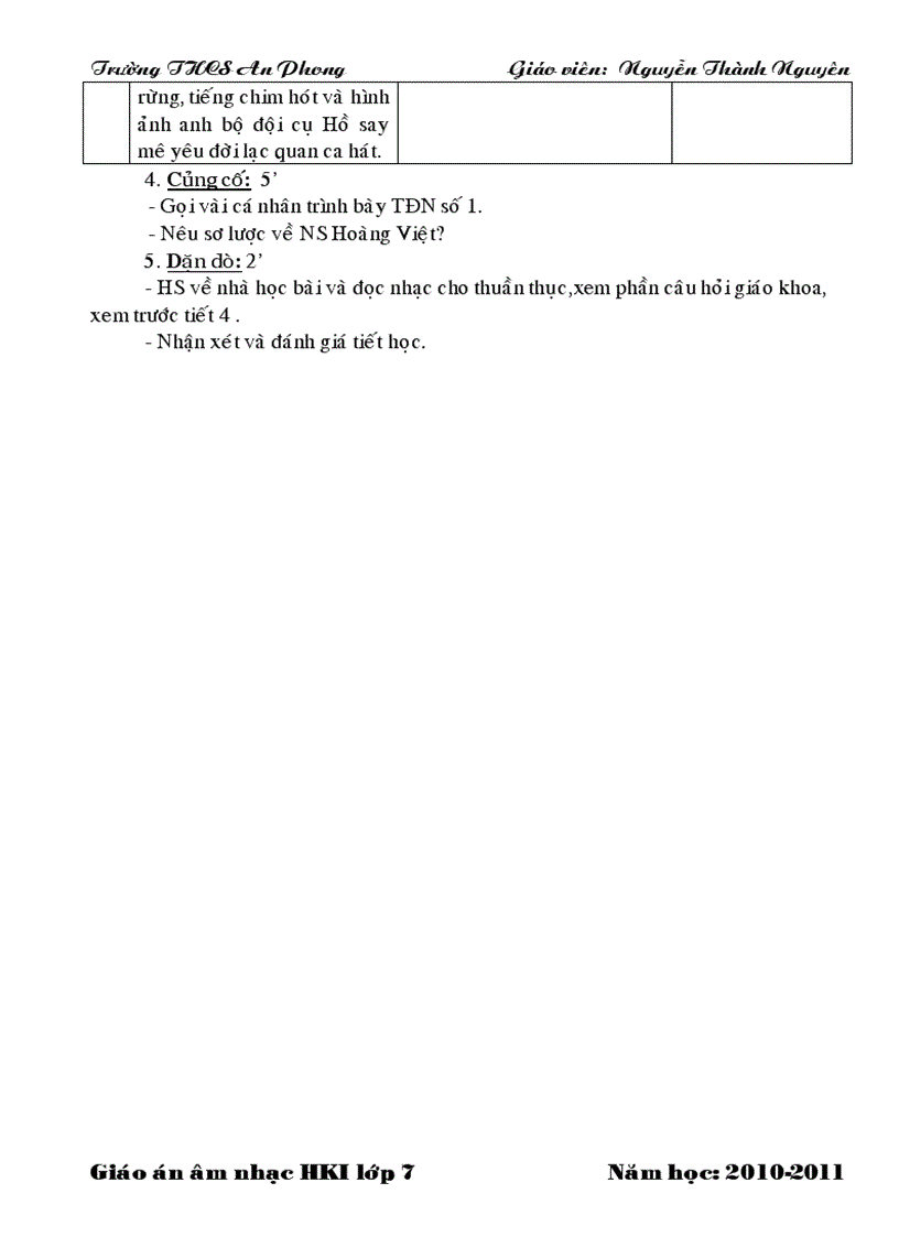 image for page Giáo án nhạc 4 cột lớp 7 HK I