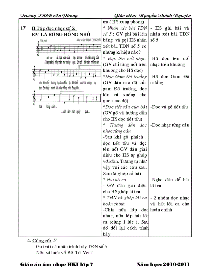 image for page Giáo án nhạc 4 cột lớp 7 HK I