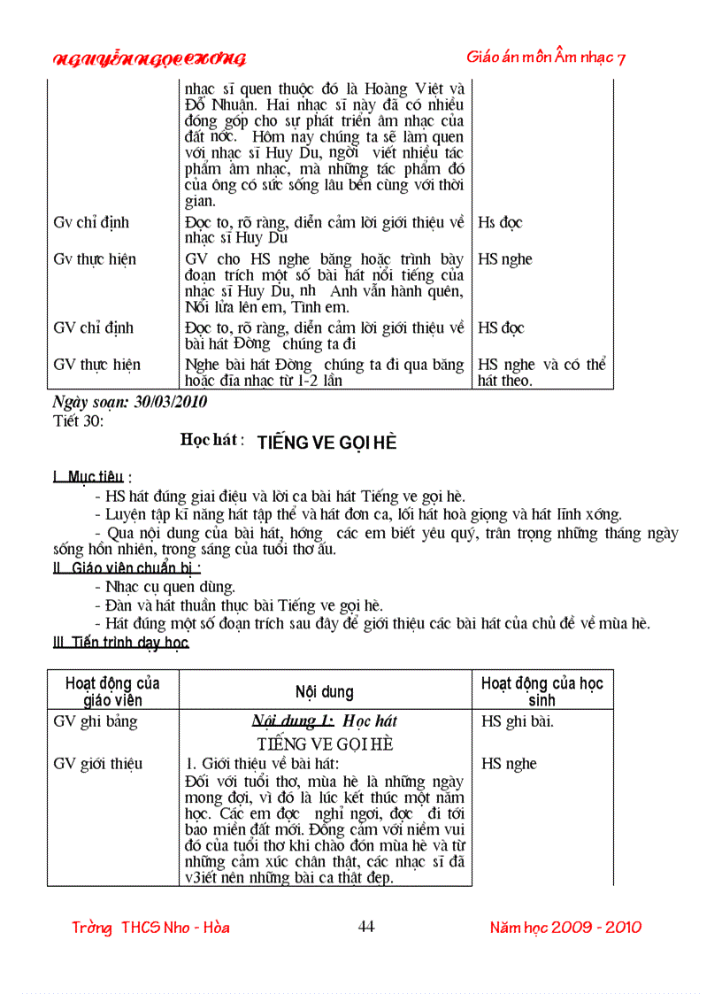 image for page Giao an NHAC 7 2009 2010 doc