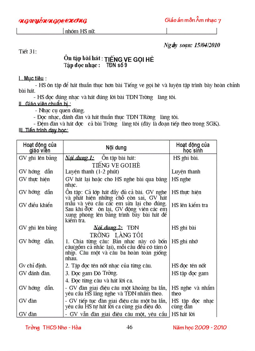 image for page Giao an NHAC 7 2009 2010 doc