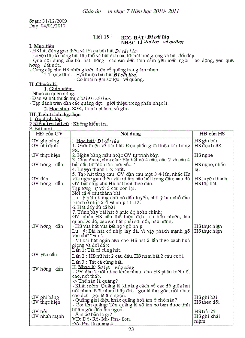 image for page Giáo án Nhạc 7 3 cột