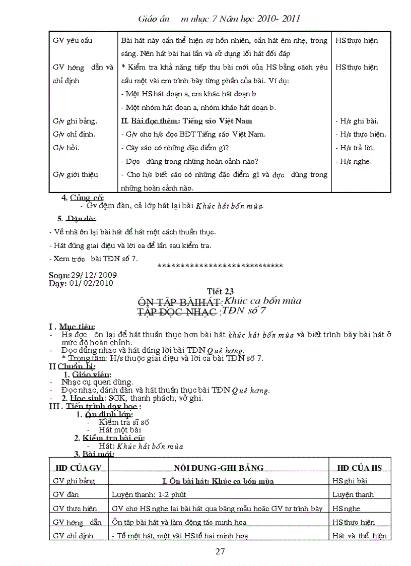 image for page Giáo án Nhạc 7 3 cột