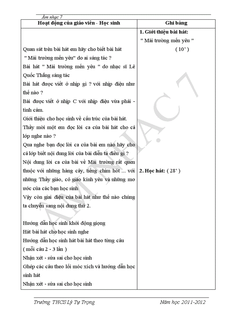 image for page Giáo án Nhạc 7 kì I