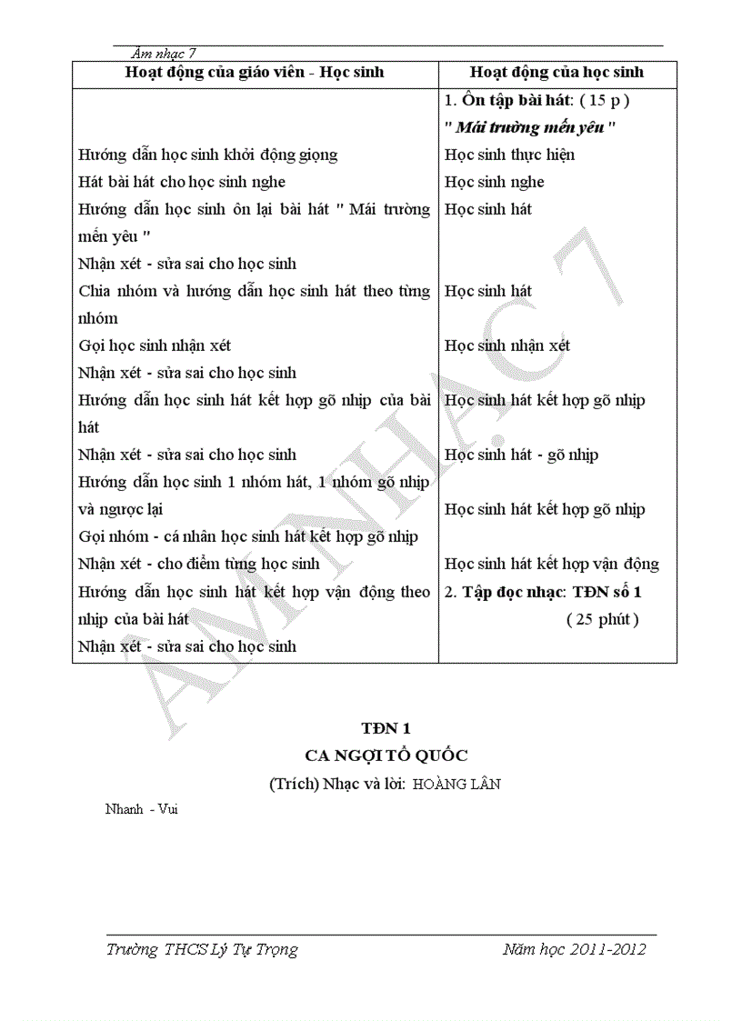 image for page Giáo án Nhạc 7 kì I