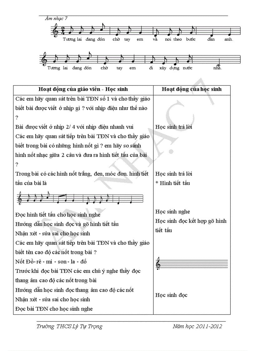 image for page Giáo án Nhạc 7 kì I