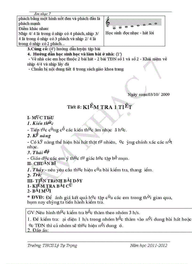 image for page Giáo án Nhạc 7 kì I