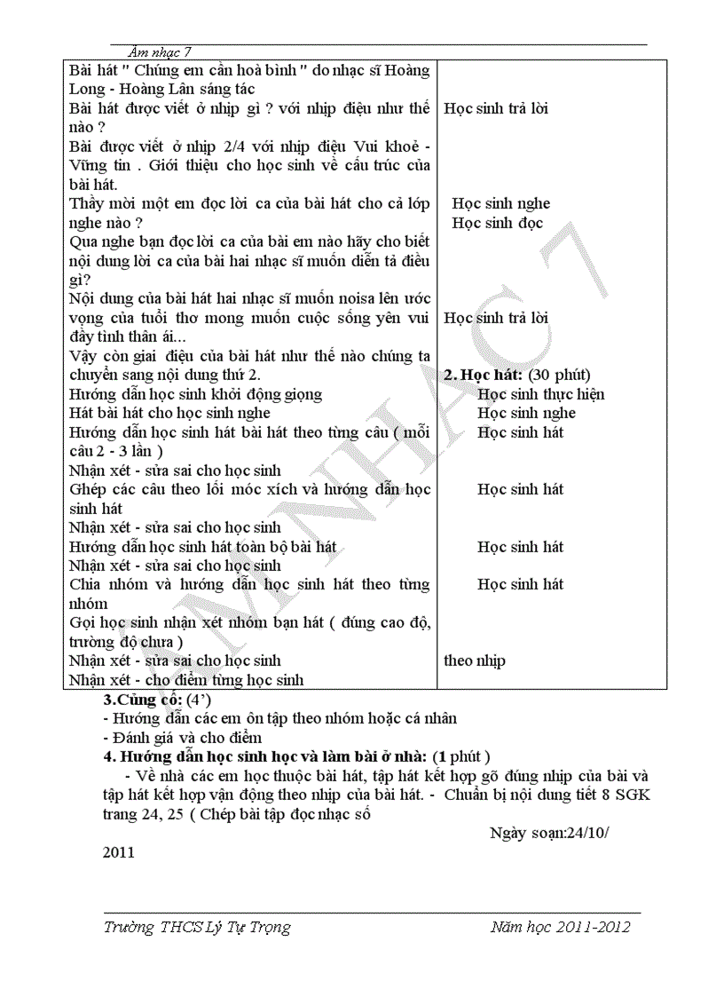 image for page Giáo án Nhạc 7 kì I