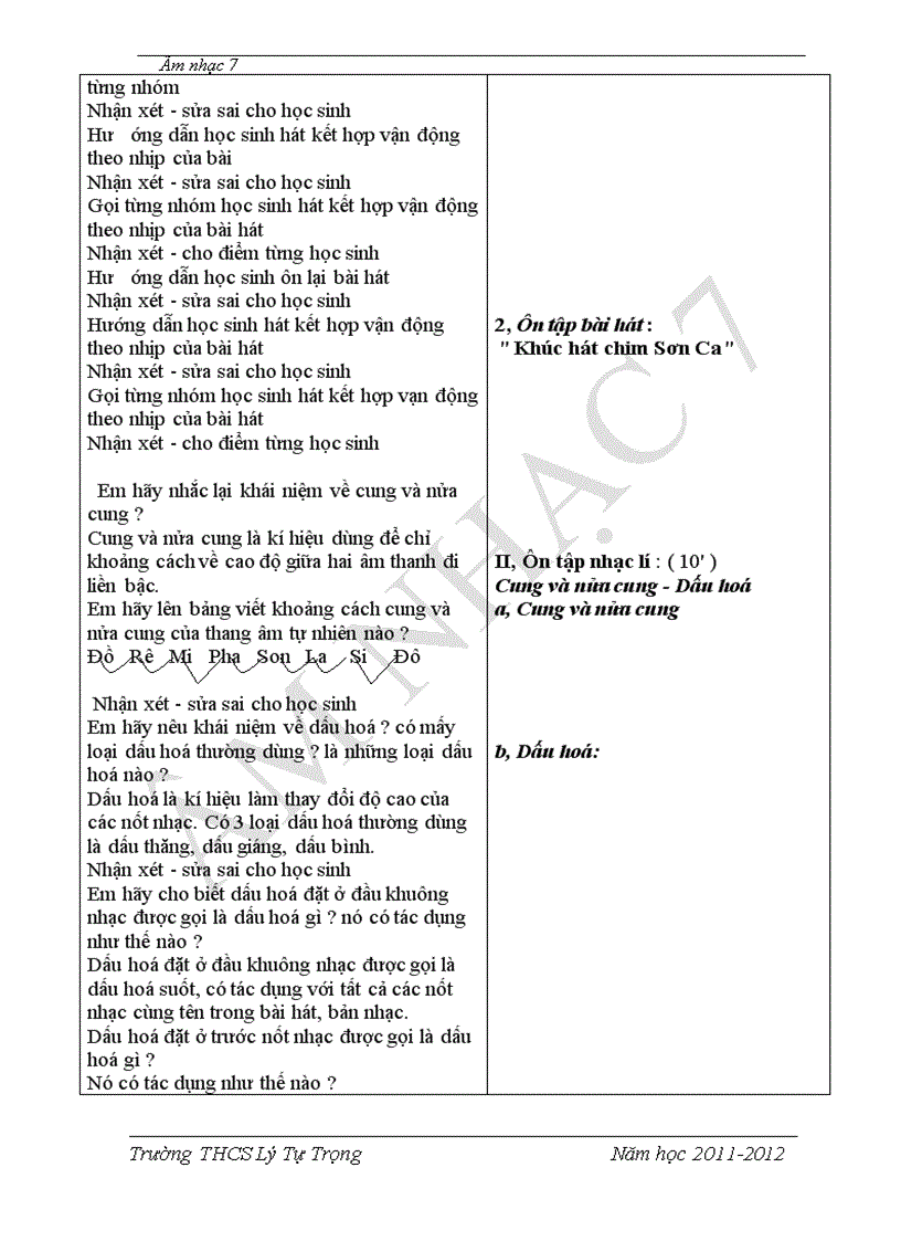 image for page Giáo án Nhạc 7 kì I