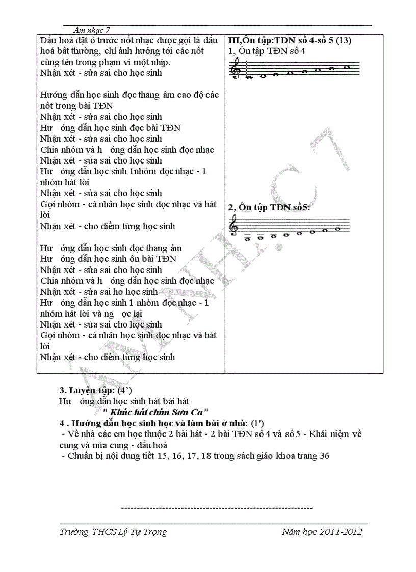 image for page Giáo án Nhạc 7 kì I