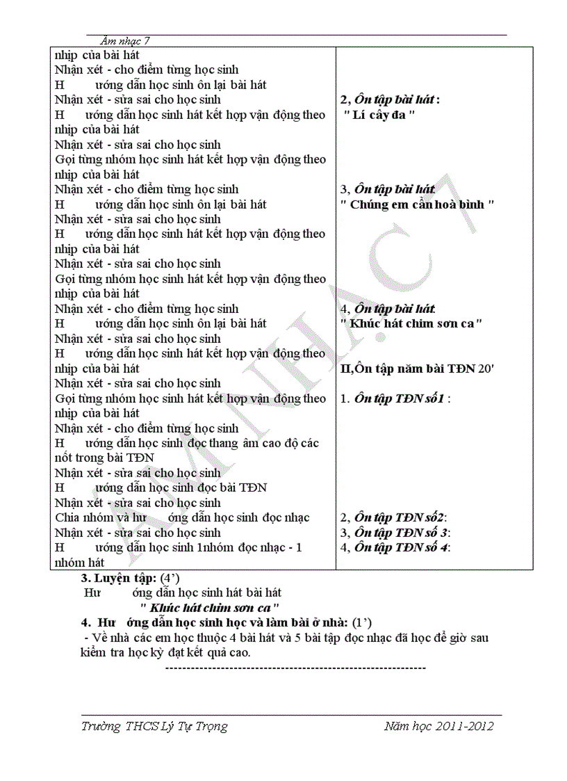 image for page Giáo án Nhạc 7 kì I