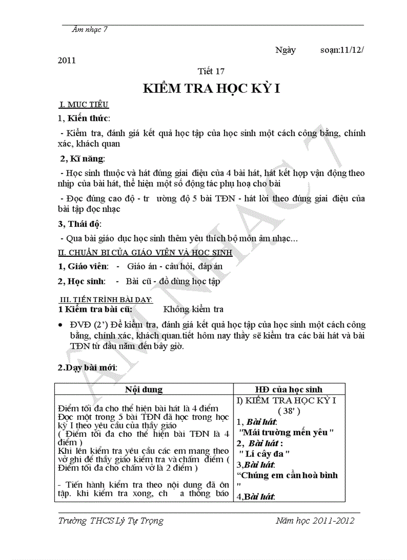 image for page Giáo án Nhạc 7 kì I