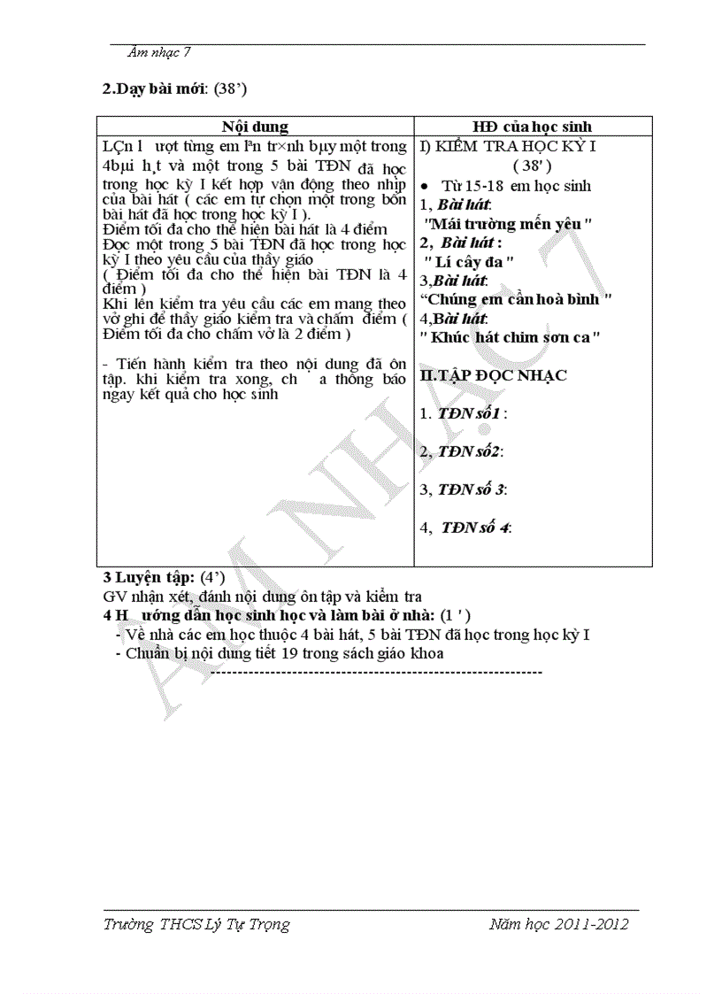 image for page Giáo án Nhạc 7 kì I