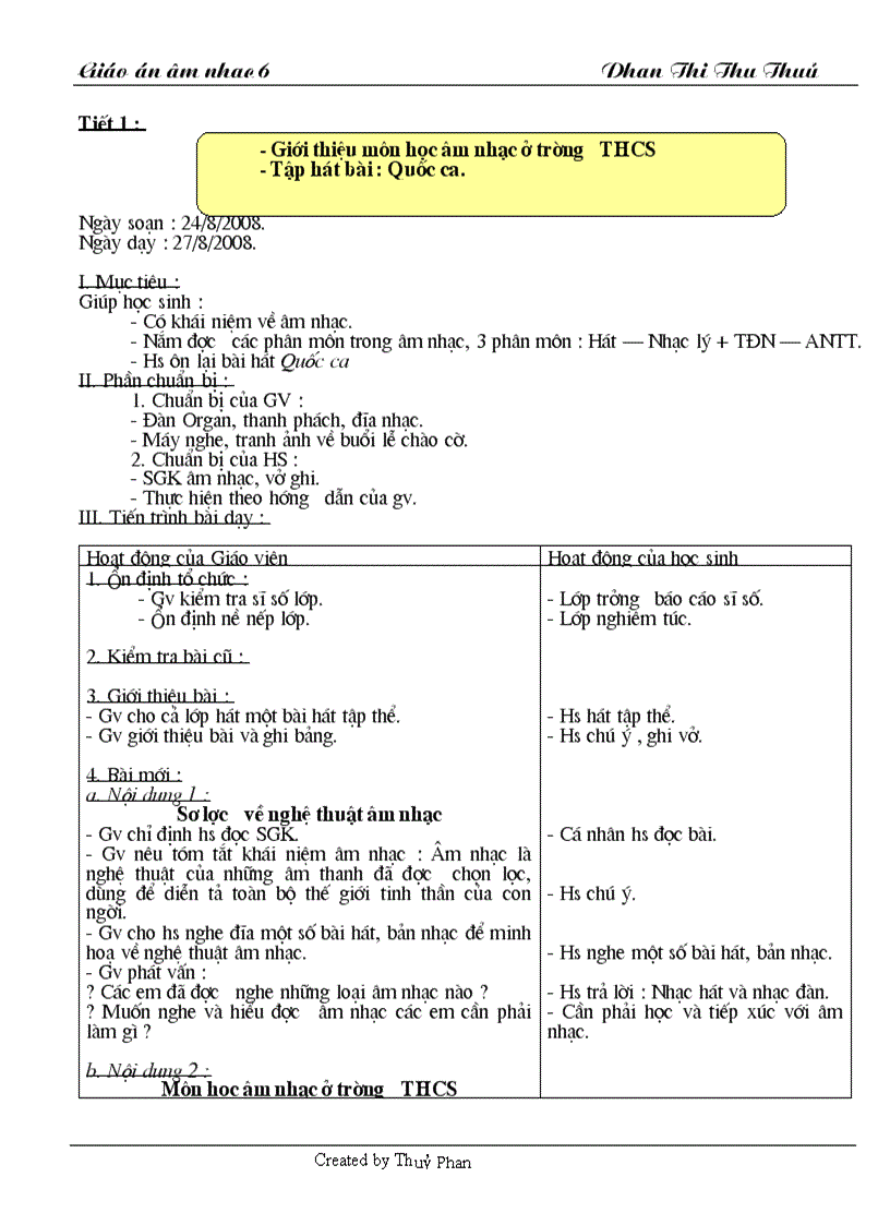 image for page Giáo án ÂM nhạc 6 1