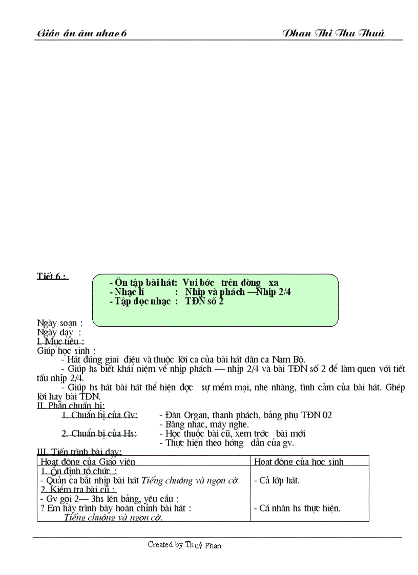 image for page Giáo án ÂM nhạc 6 1