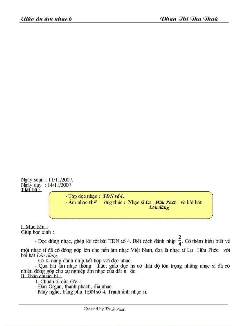 image for page Giáo án ÂM nhạc 6 1