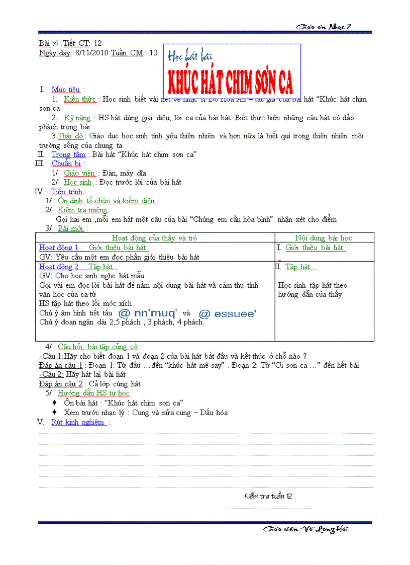 image for page Nhạc 7 Tiết 12