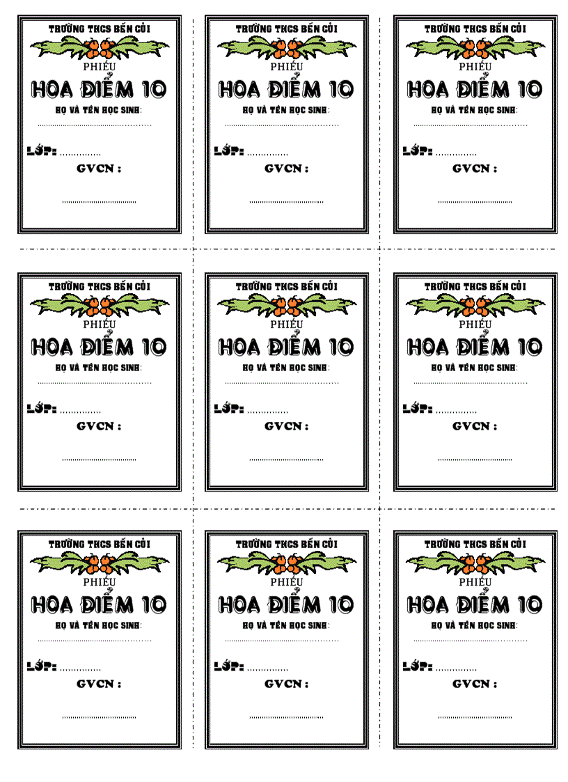 image for page Phiếu hoa điểm 10