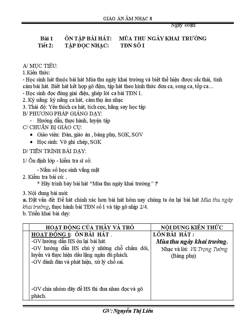 image for page Am nhac 8 theo chuan theo PPCT 2011 2012 tiết 1 19