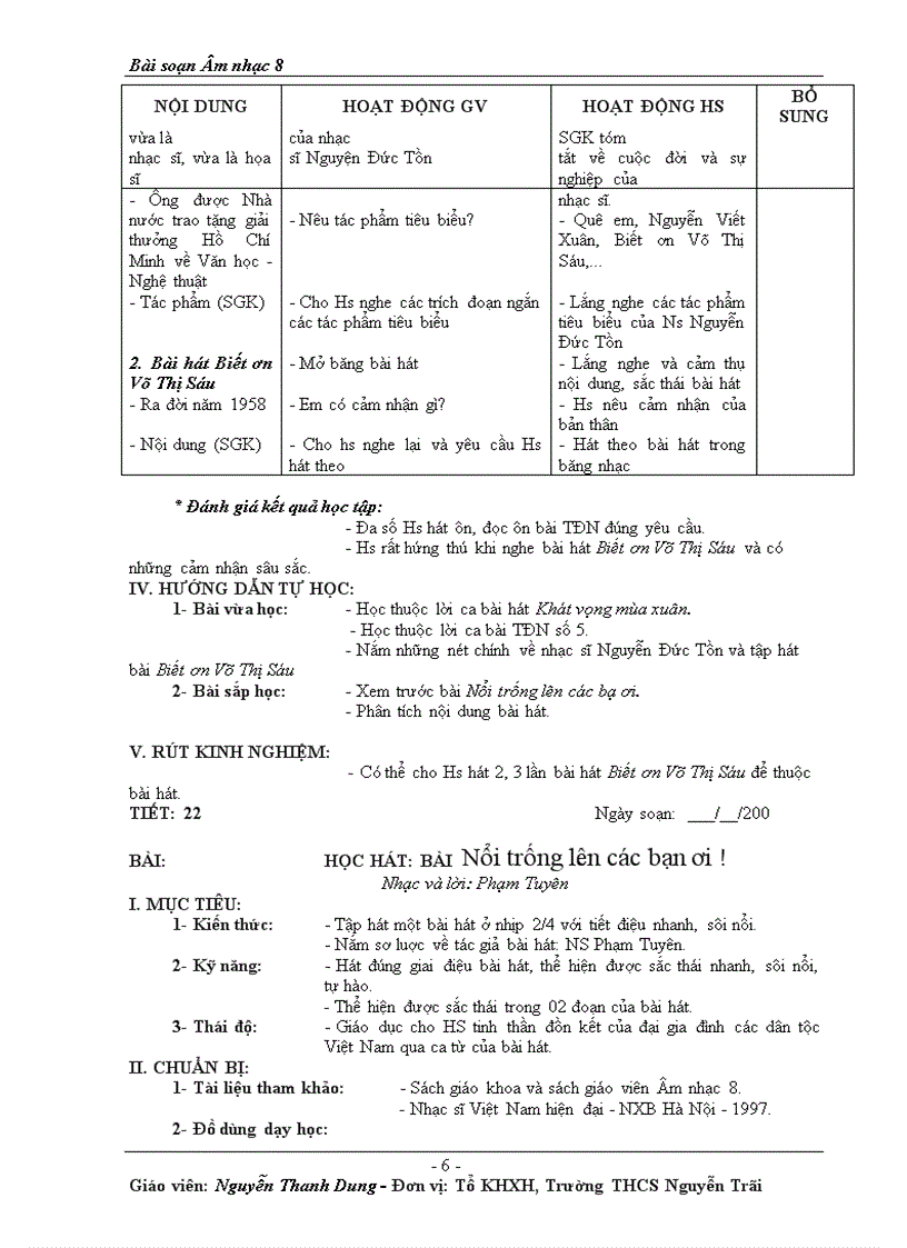 image for page Bài soạn Âm nhạc 8 học kì II