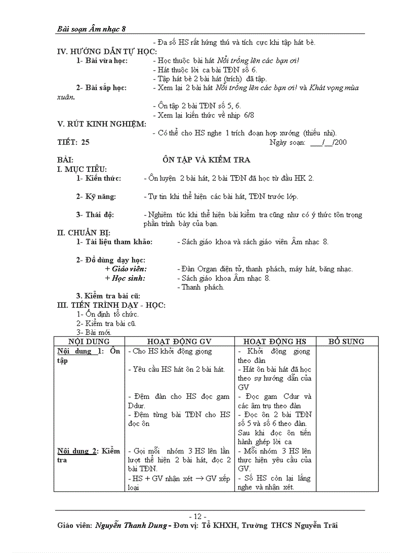 image for page Bài soạn Âm nhạc 8 học kì II