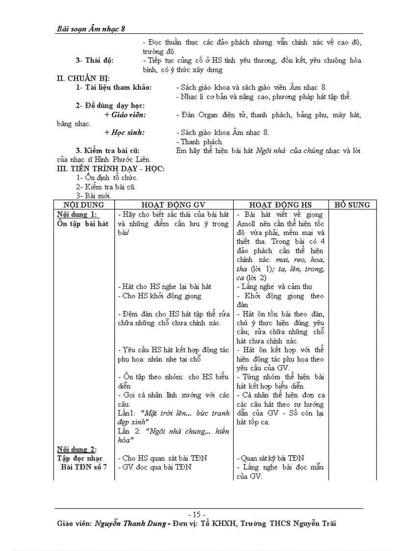 image for page Bài soạn Âm nhạc 8 học kì II