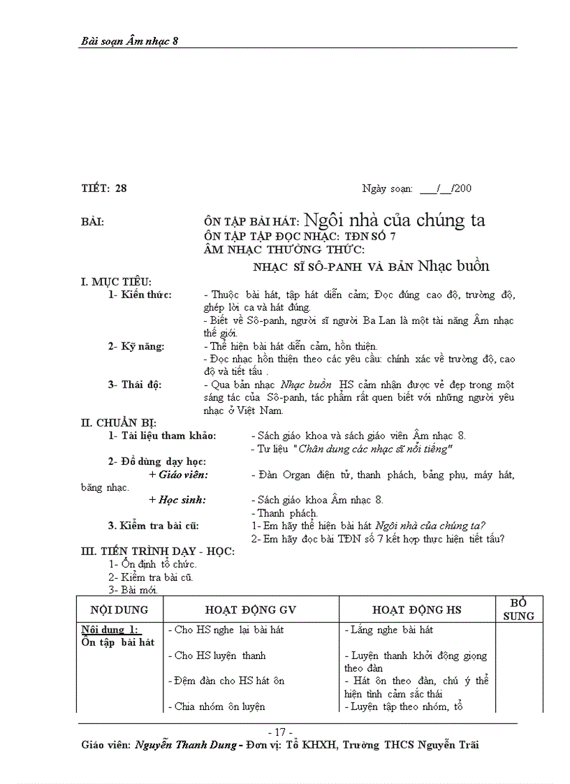 image for page Bài soạn Âm nhạc 8 học kì II