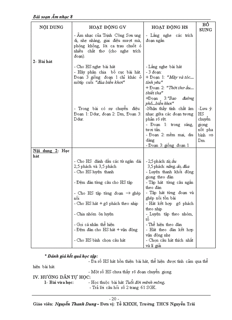 image for page Bài soạn Âm nhạc 8 học kì II